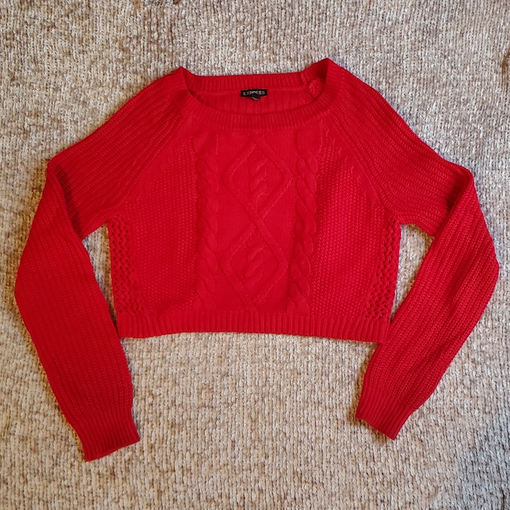 Express Cropped Red Sweater